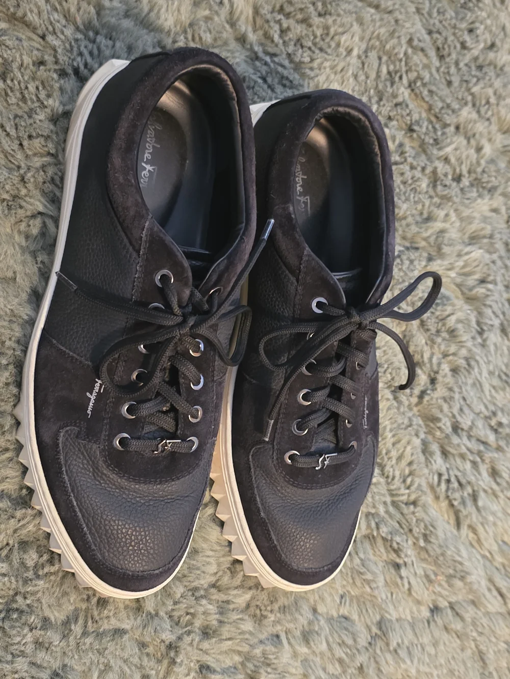 Salvatore Ferragamo Black and White Men's Sneakers